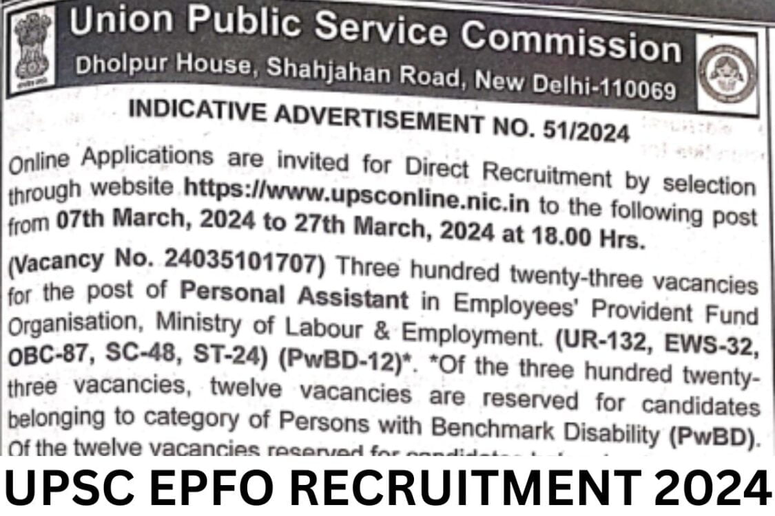 UPSC EPFO PA Recruitment