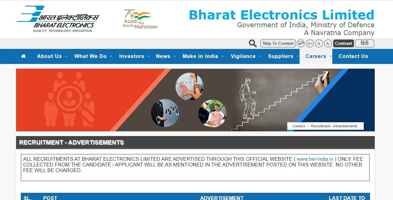 BEL Trainee Engineer Recruitment