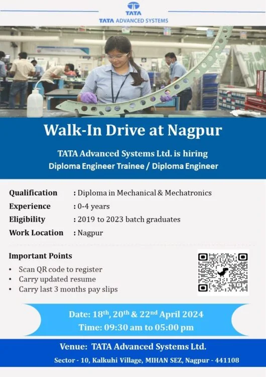 TATA Advanced Systems Recruitment 2024 | Apply Now –Diploma