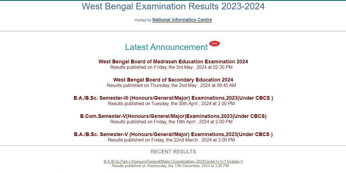 WBCHSE West Bengal Result