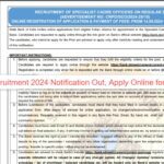 SBI SO Recruitment 2024 Notification